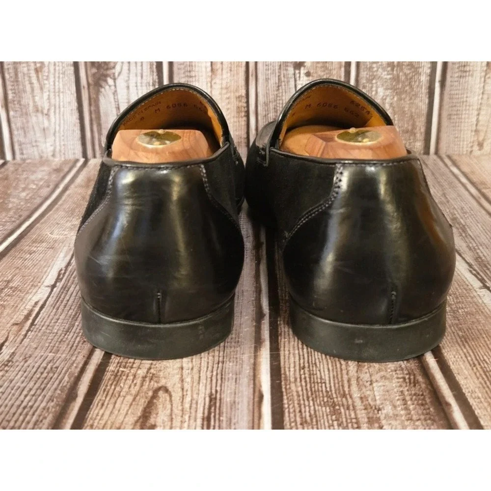 Sz 8 M Mens Mezlan Black Suede/ Perf Leather Moc Toe Loafers Slip-On Shoes VGUC!